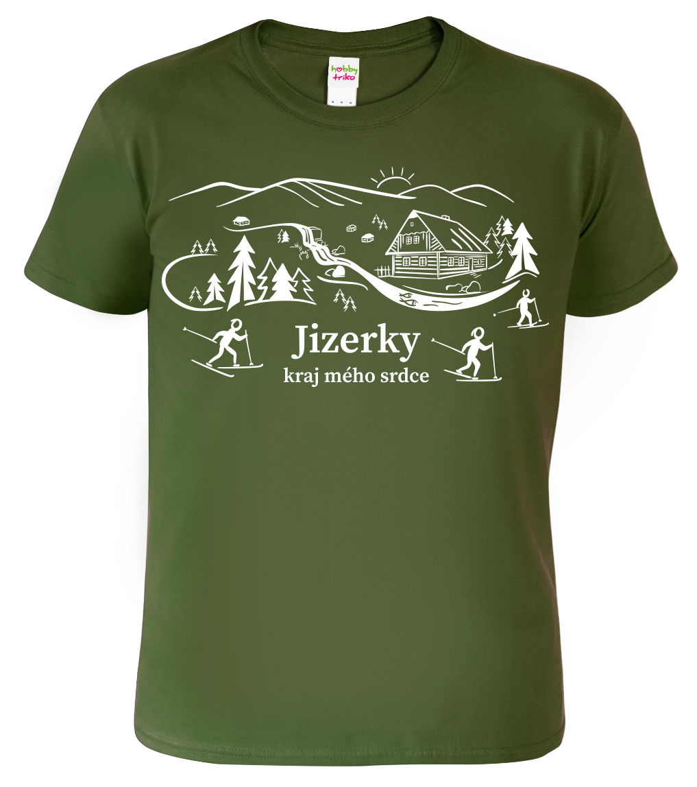 Pánské tričko - Jizerské hory Velikost: L, Barva: Military (69)