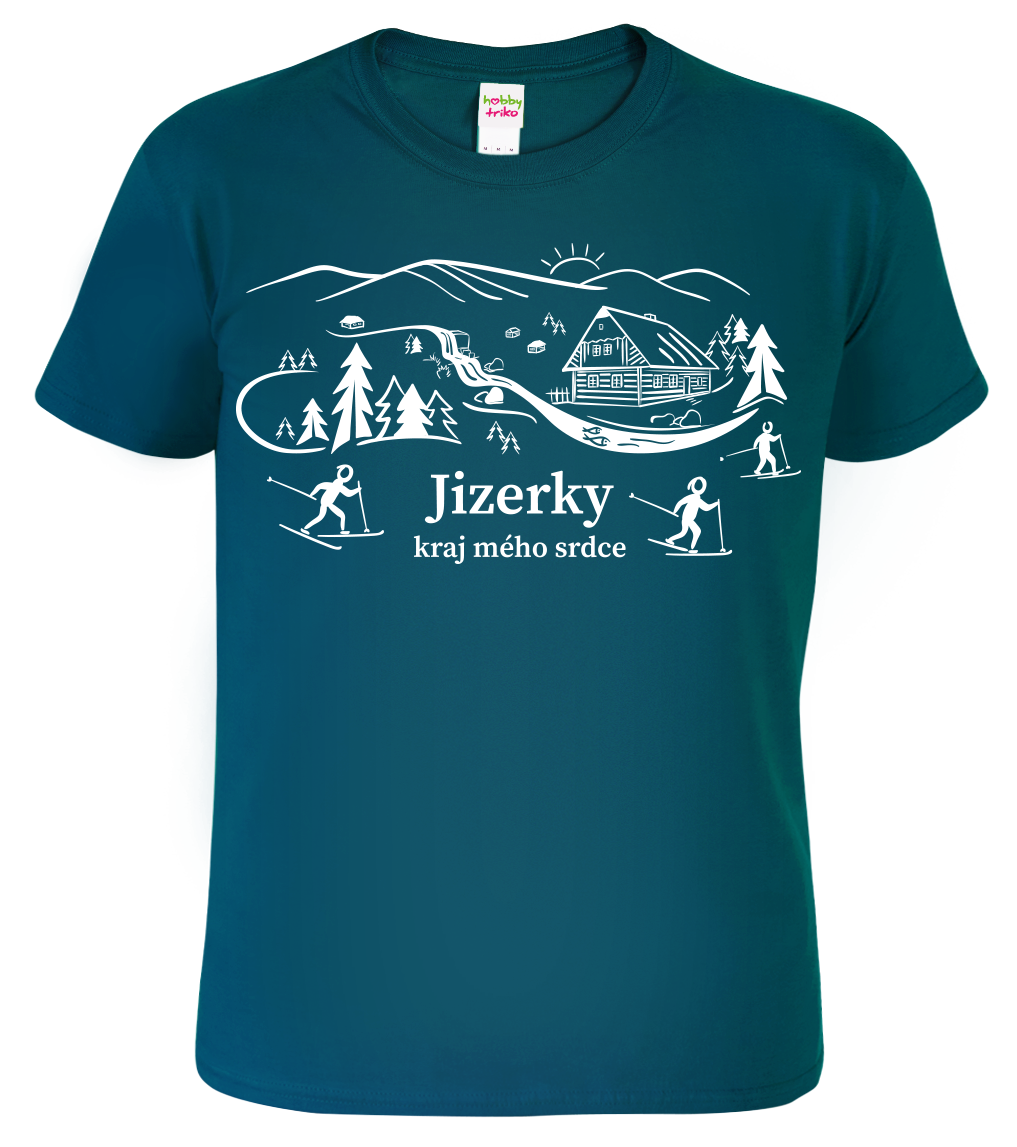 Pánské tričko - Jizerské hory Velikost: L, Barva: Petrolejová (93)