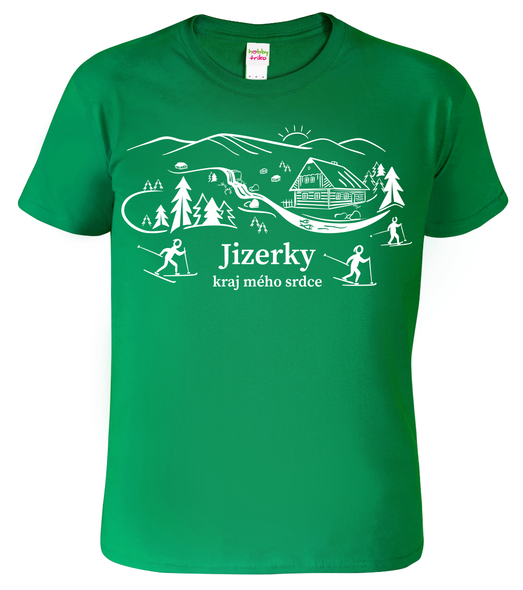 Pánské tričko - Jizerské hory Velikost: 2XL, Barva: Středně zelená (16)