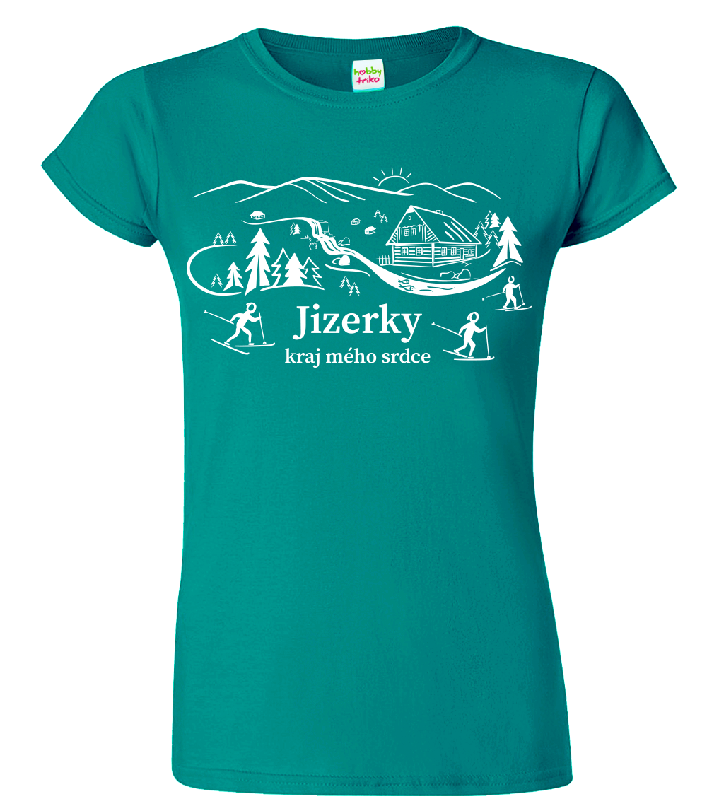 Dámské tričko - Jizerské hory Velikost: L, Barva: Emerald (19)