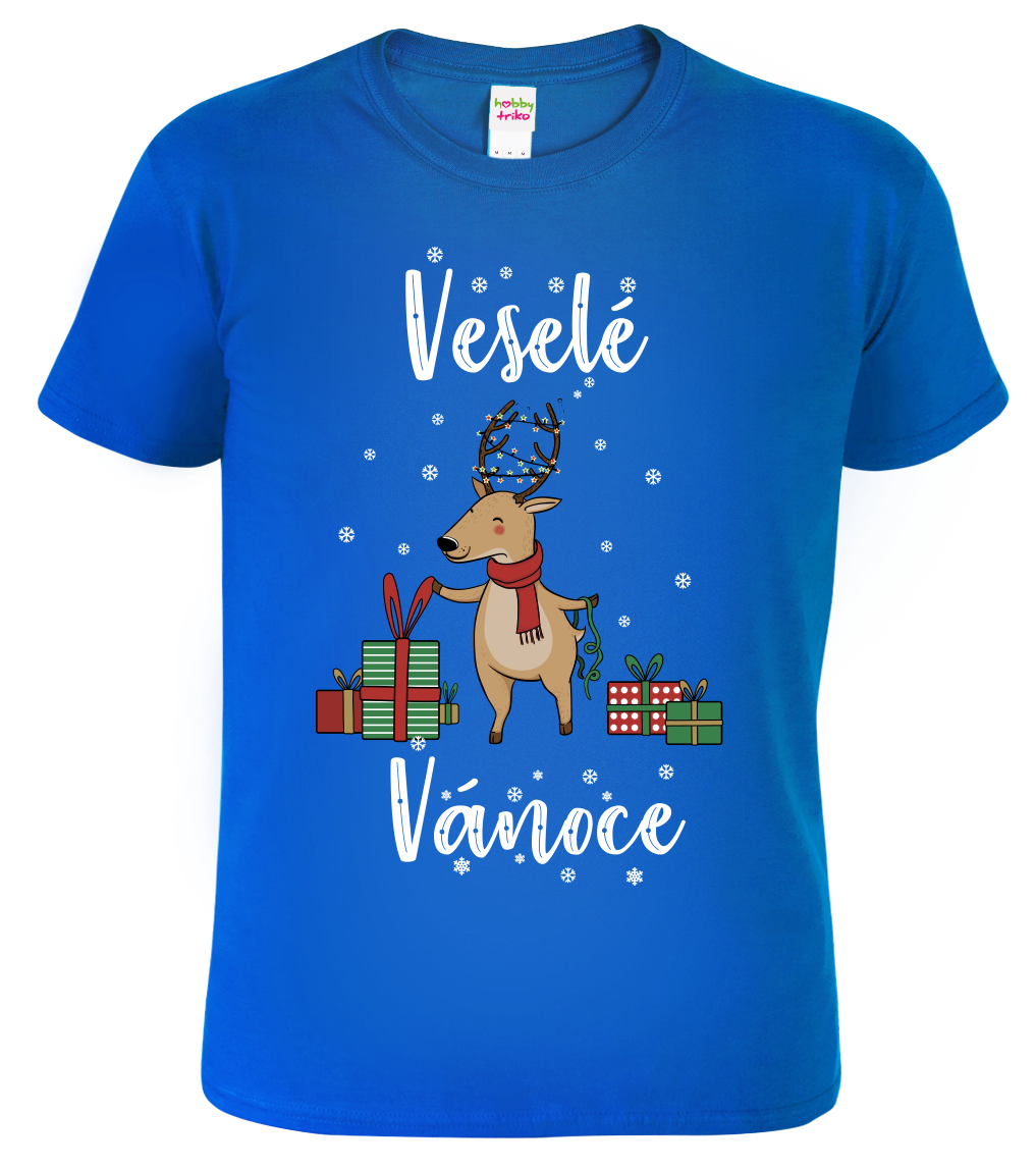 Pánské vánoční tričko - Vánoční sob Velikost: XL, Barva: Královská modrá (05)