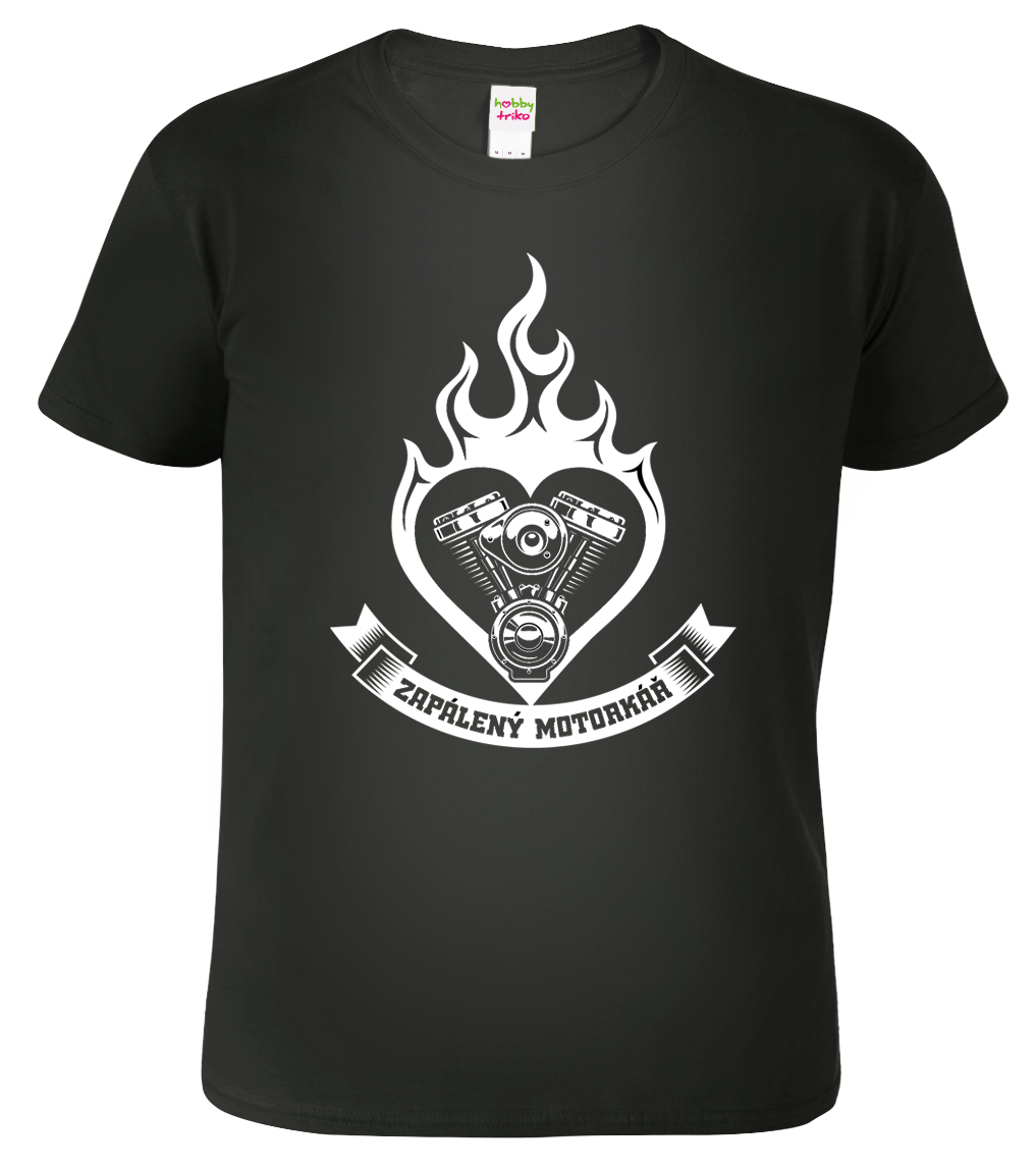 Motorkářské tričko - Zapálený motorkář Velikost: 3XL, Barva: Černá (01)