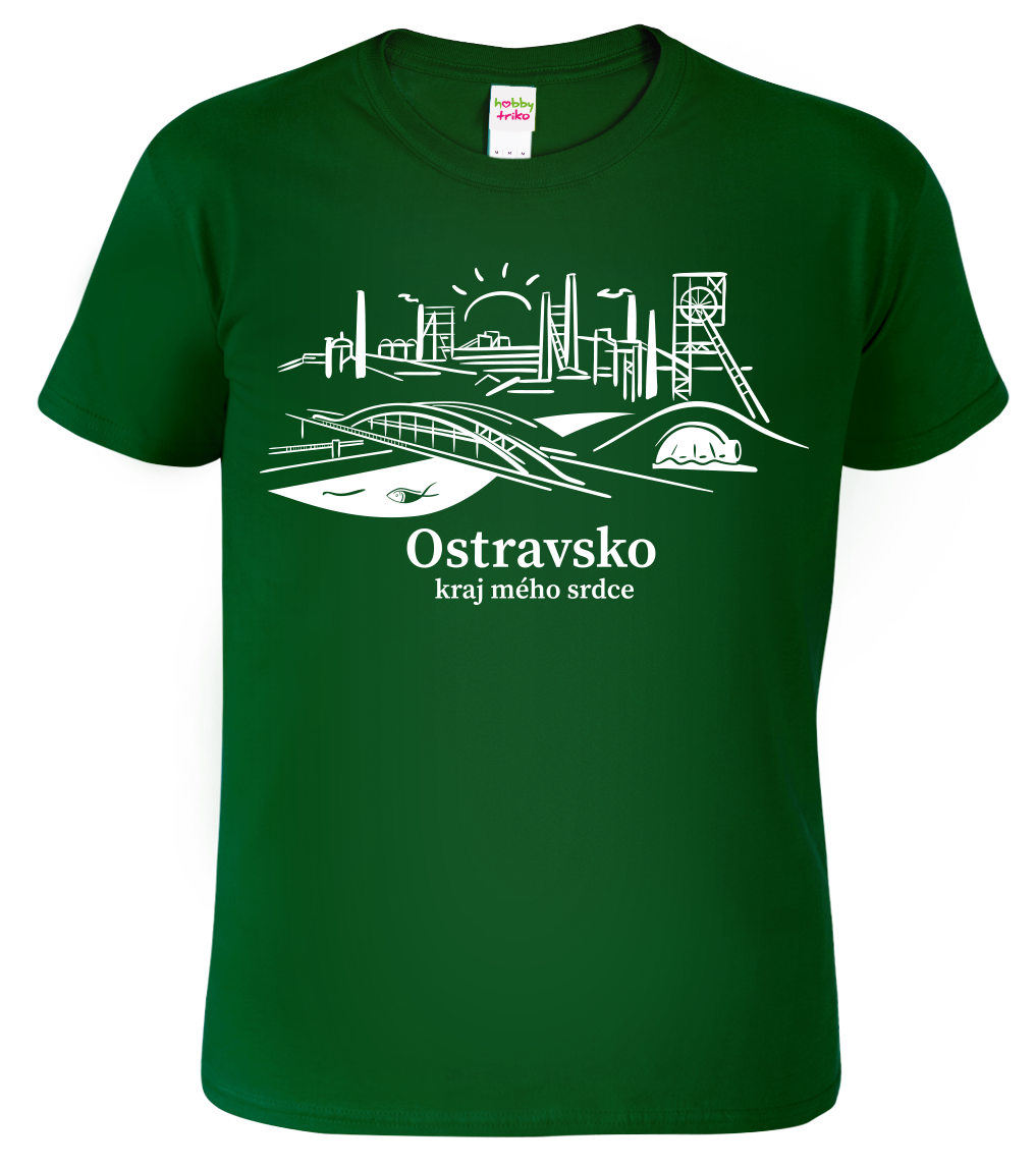 Pánské tričko - Ostravsko Velikost: XL, Barva: Lahvově zelená (06)