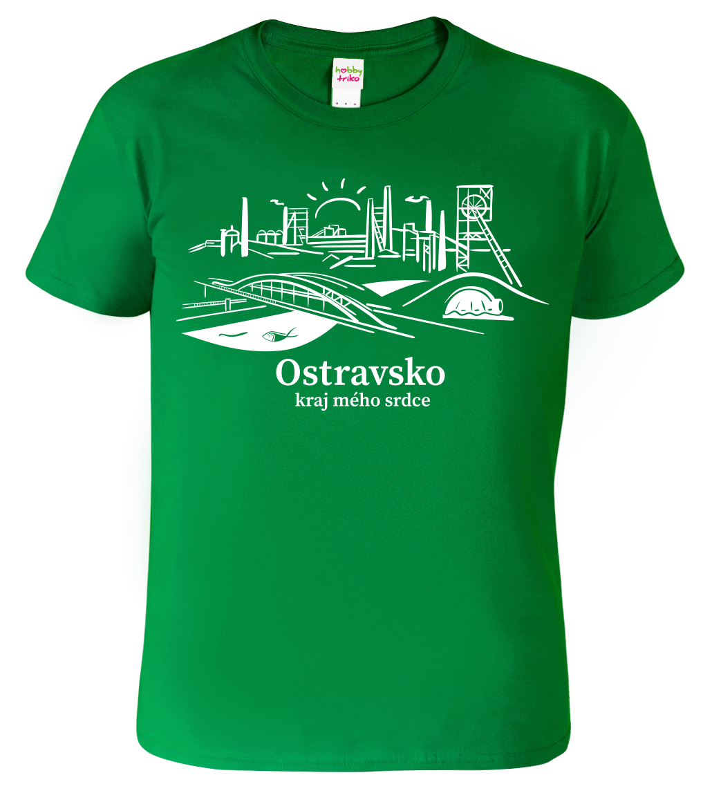 Pánské tričko - Ostravsko Velikost: S, Barva: Středně zelená (16)