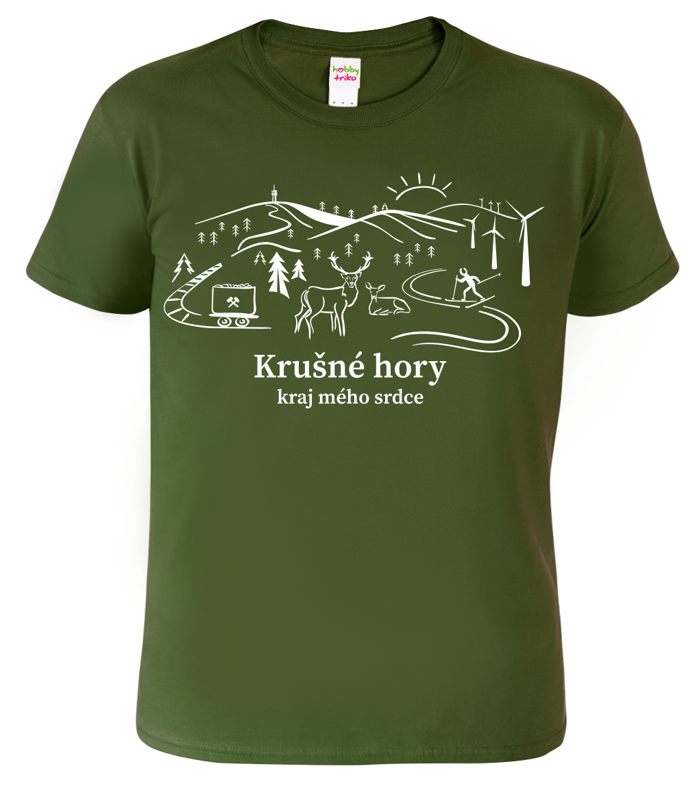 Pánské tričko - Krušné hory Velikost: 4XL, Barva: Military (69)