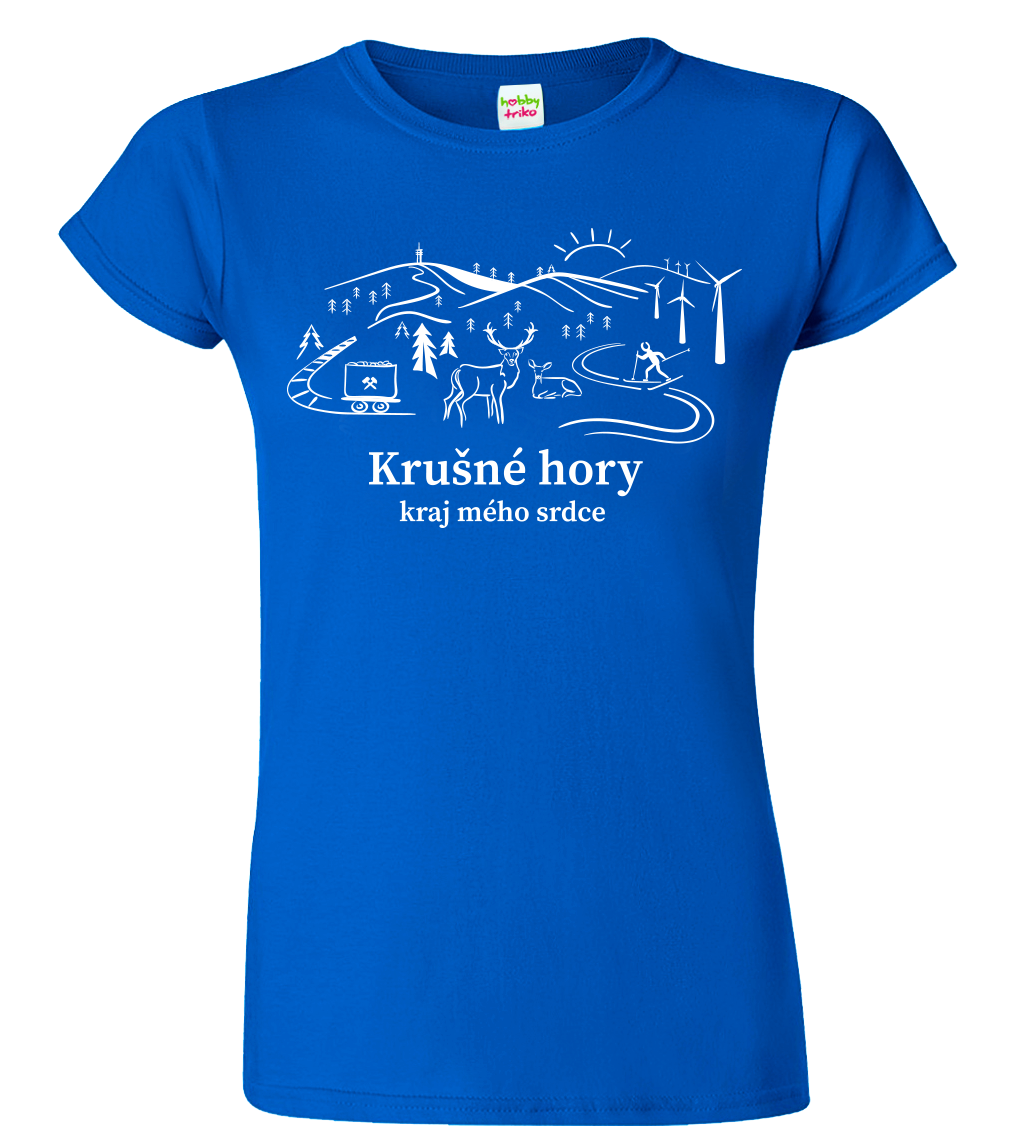 Dámské tričko - Krušné hory Velikost: XL, Barva: Královská modrá (05)