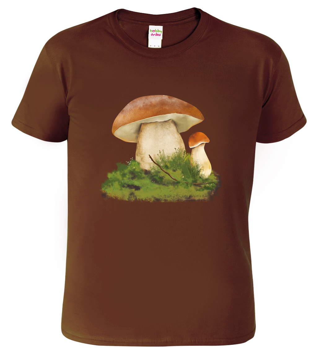 Tričko pro houbaře - Hřib smrkový Velikost: M, Barva: Čokoládová (38)