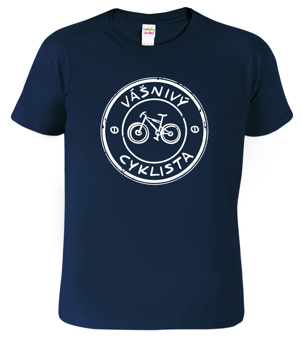 Pánské tričko pro cyklistu - Vášnivý cyklista Velikost: L, Barva: Námořní modrá (02)