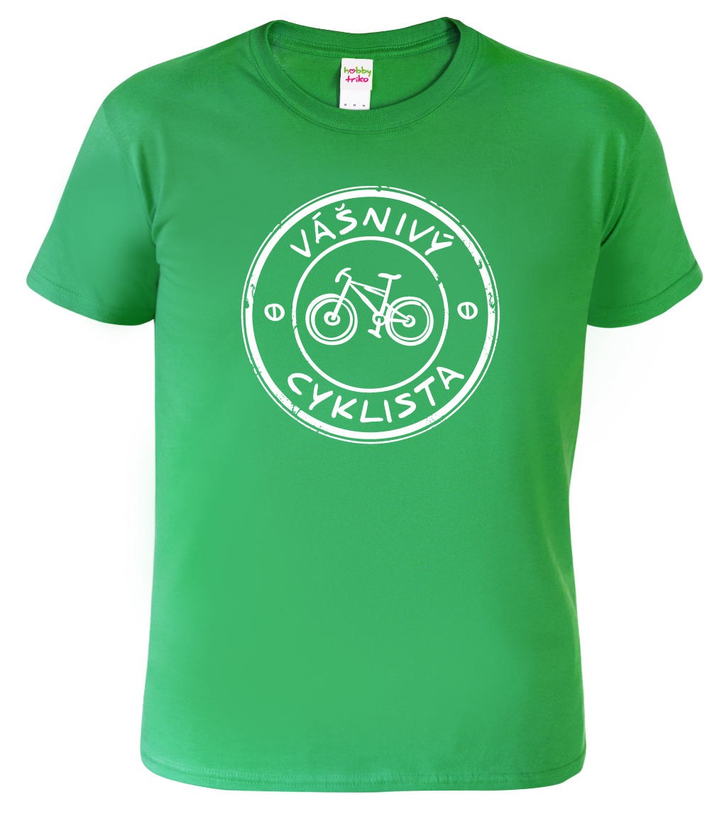Pánské tričko pro cyklistu - Vášnivý cyklista Velikost: M, Barva: Středně zelená (16)