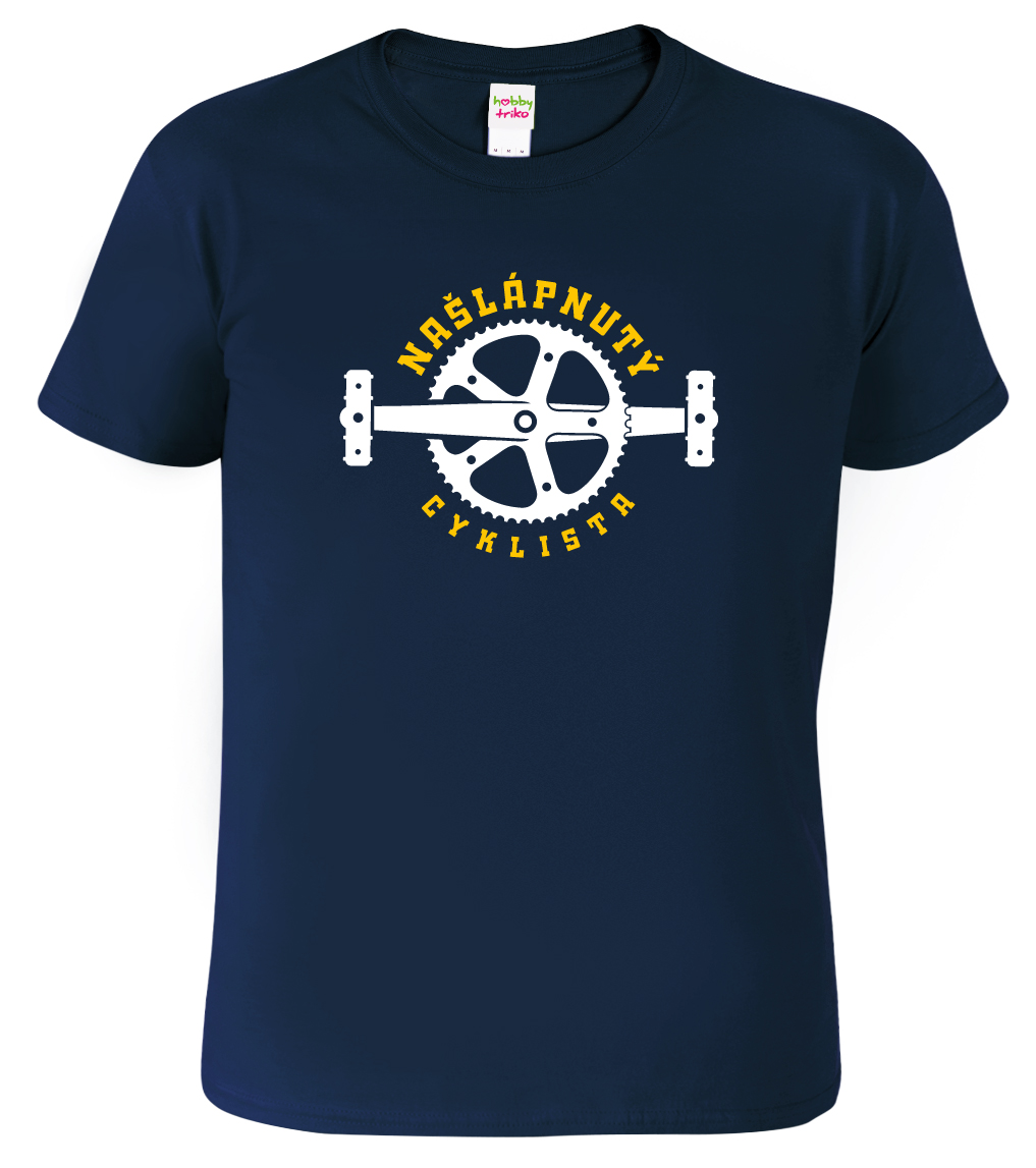 Pánské tričko pro cyklistu - Našlápnutý cyklista Velikost: S, Barva: Námořní modrá (02)