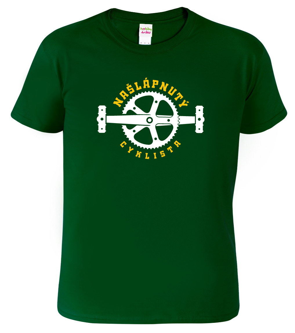 Pánské tričko pro cyklistu - Našlápnutý cyklista Velikost: XL, Barva: Lahvově zelená (06)