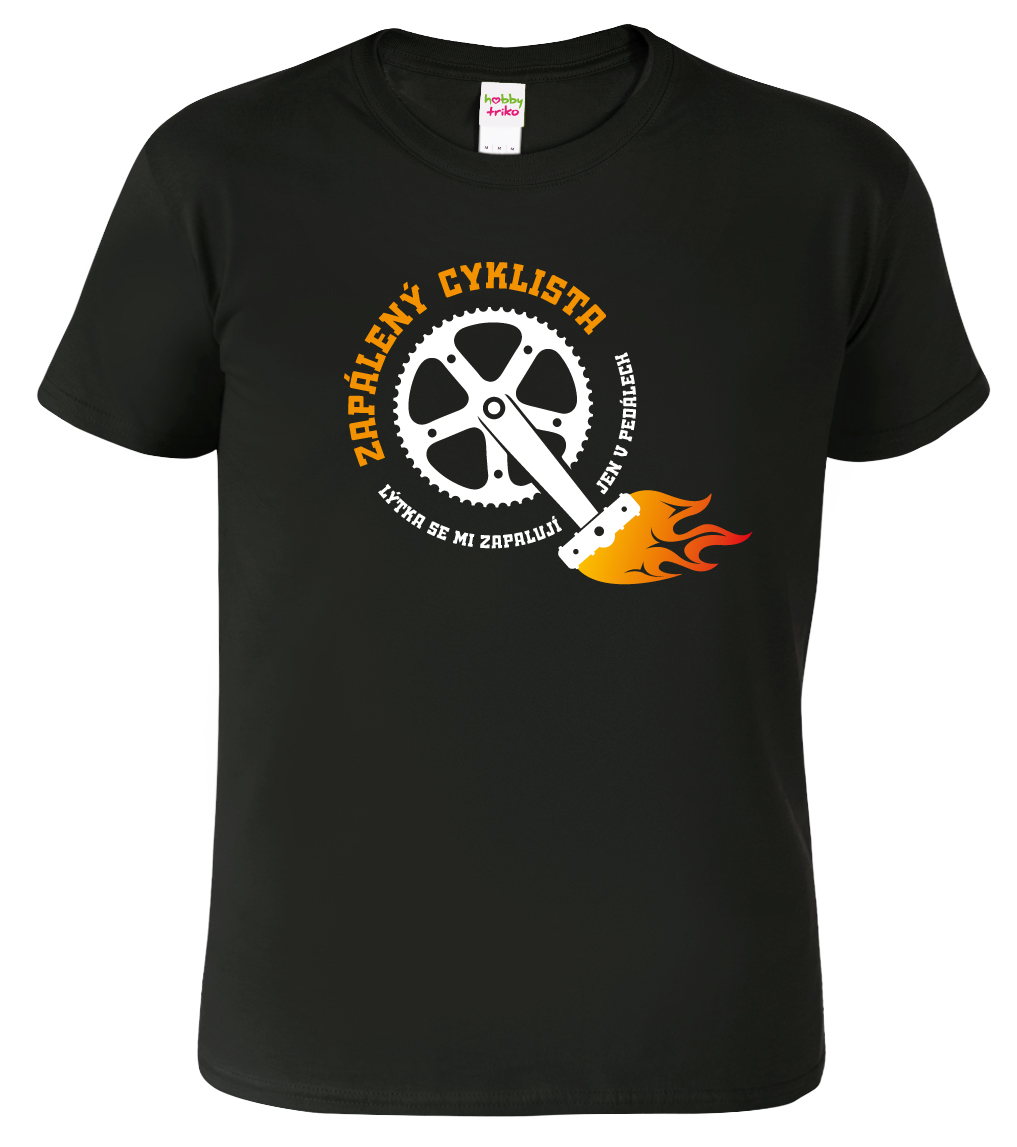 Pánské tričko pro cyklistu - Zapálený cyklista Velikost: S, Barva: Černá (01)