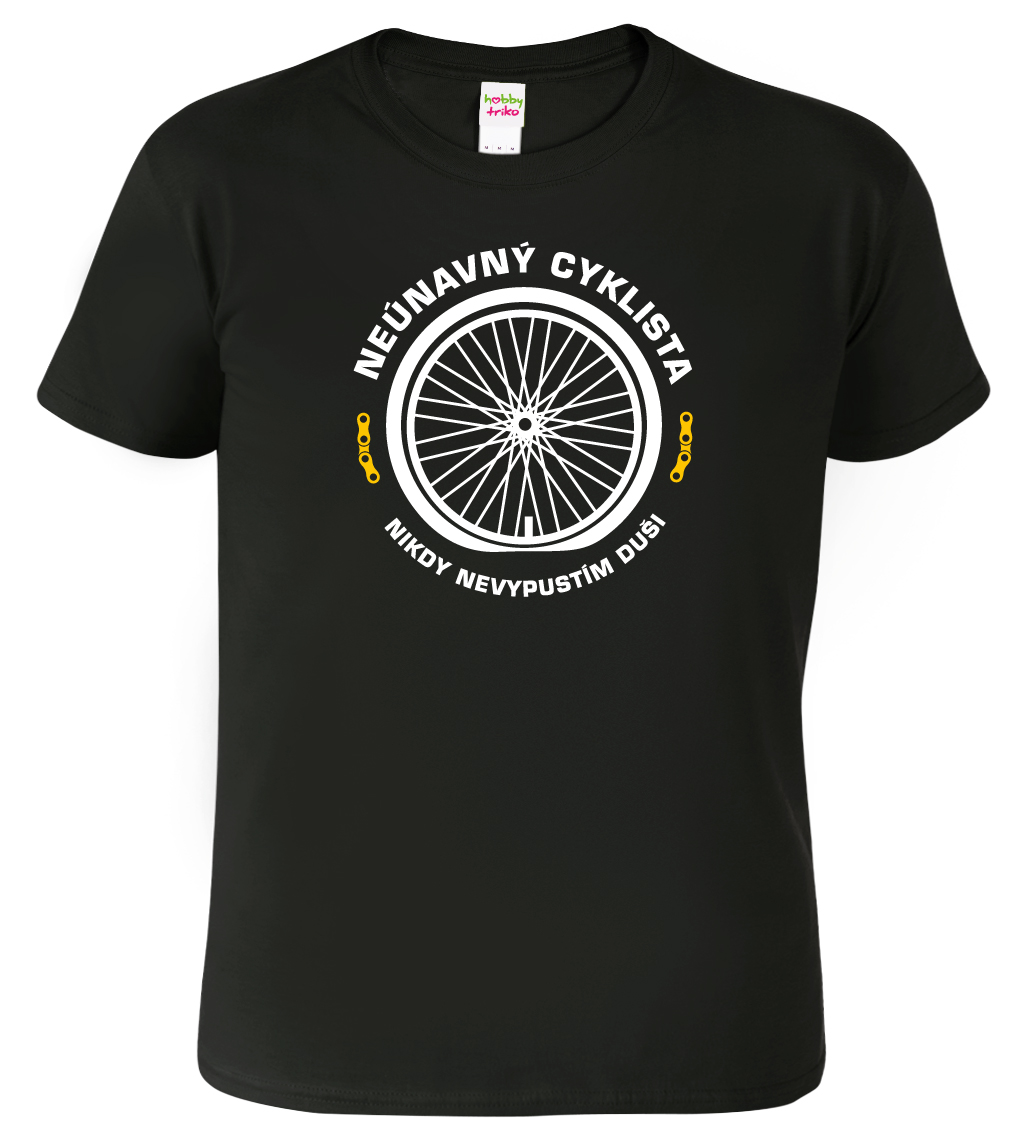 Pánské tričko pro cyklistu - Neúnavný cyklista Velikost: S, Barva: Černá (01)