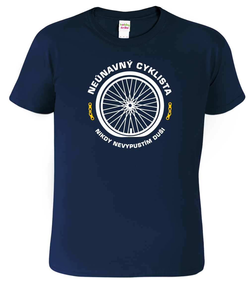 Pánské tričko pro cyklistu - Neúnavný cyklista Velikost: 4XL, Barva: Námořní modrá (02)