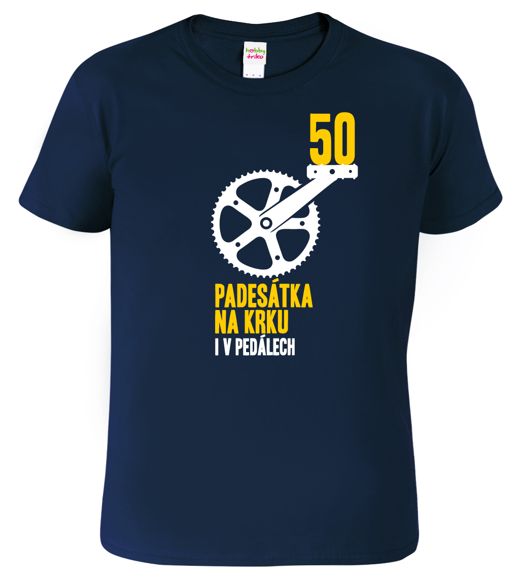 Pánské tričko pro cyklistu - Padesátka na krku Velikost: 4XL, Barva: Námořní modrá (02)