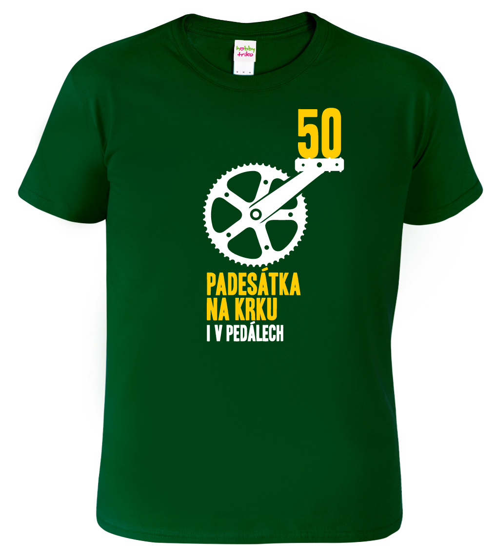 Pánské tričko pro cyklistu - Padesátka na krku Velikost: L, Barva: Lahvově zelená (06)