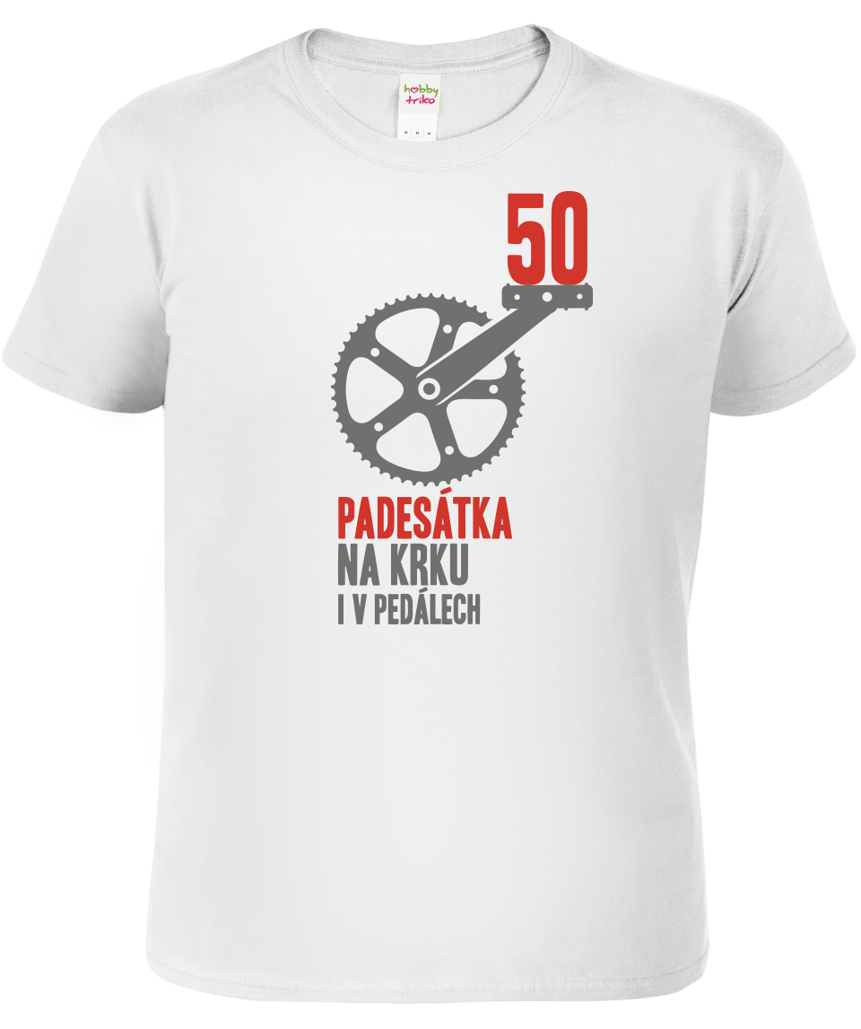 Pánské tričko pro cyklistu - Padesátka na krku Velikost: 3XL, Barva: Bílá (00)