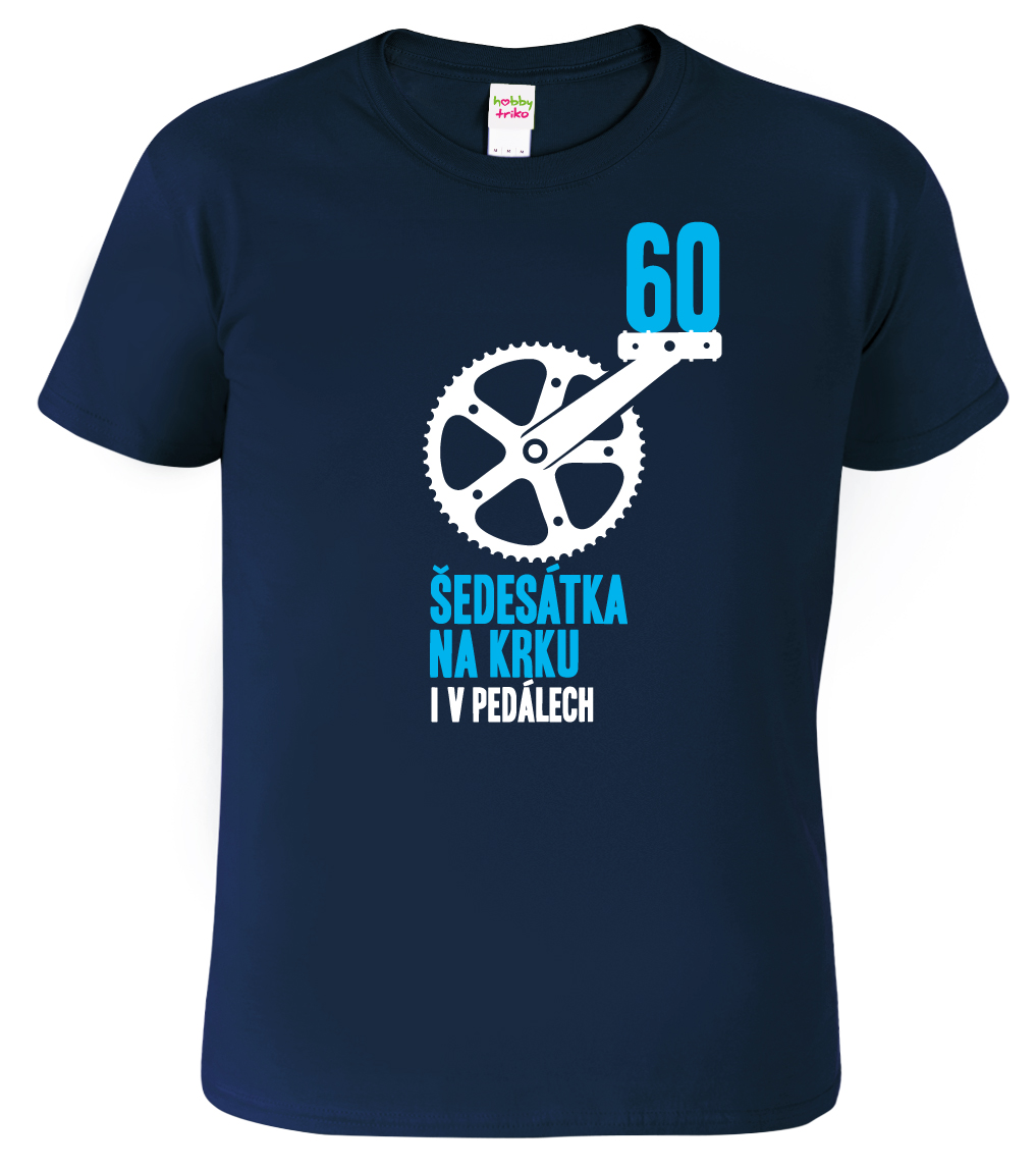 Pánské tričko pro cyklistu - Šedesátka na krku Velikost: L, Barva: Námořní modrá (02)