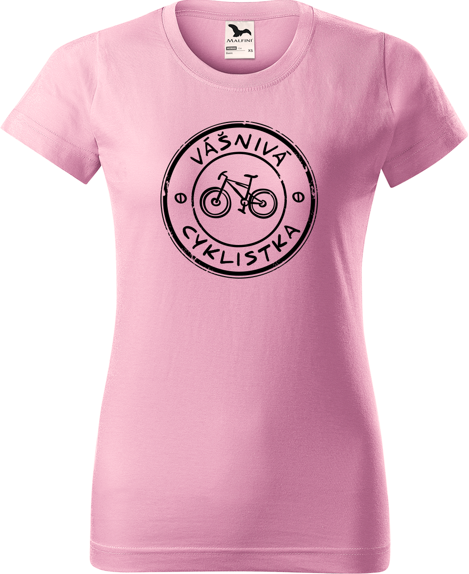 Dámské tričko pro cyklistku - Vášnivá cyklistka Velikost: S, Barva: Růžová (30)