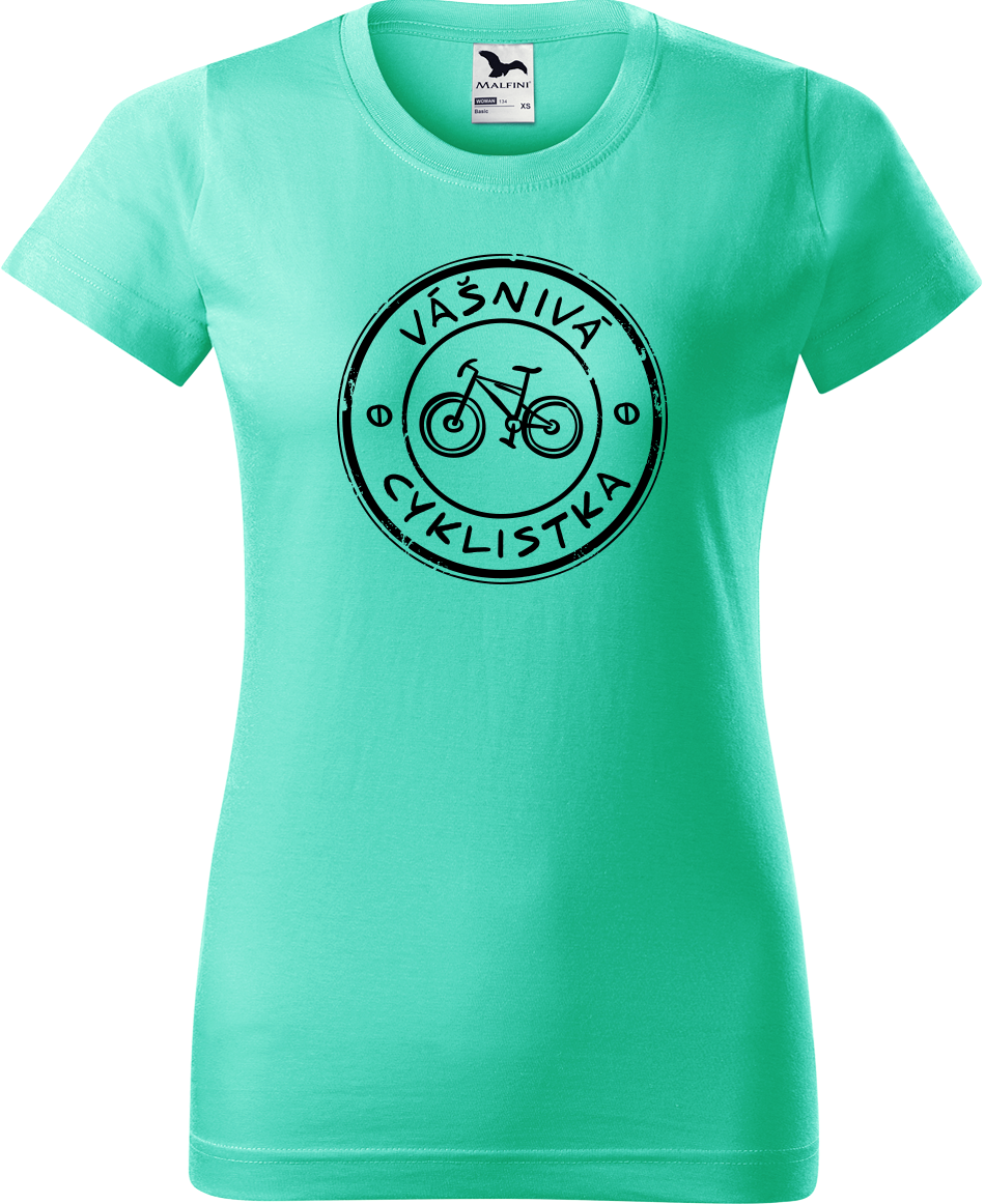 Dámské tričko pro cyklistku - Vášnivá cyklistka Velikost: L, Barva: Mátová (95)