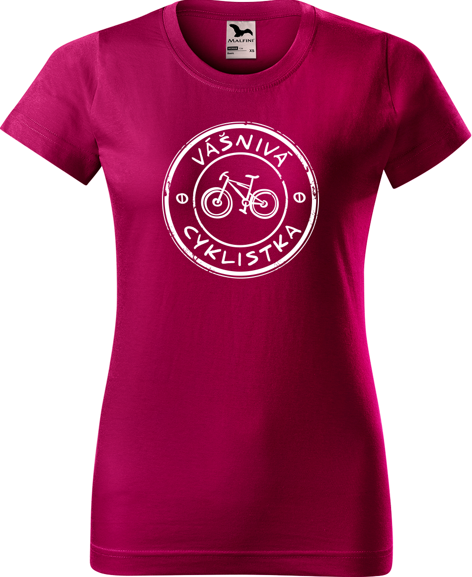 Dámské tričko pro cyklistku - Vášnivá cyklistka Velikost: M, Barva: Fuchsia red (49)