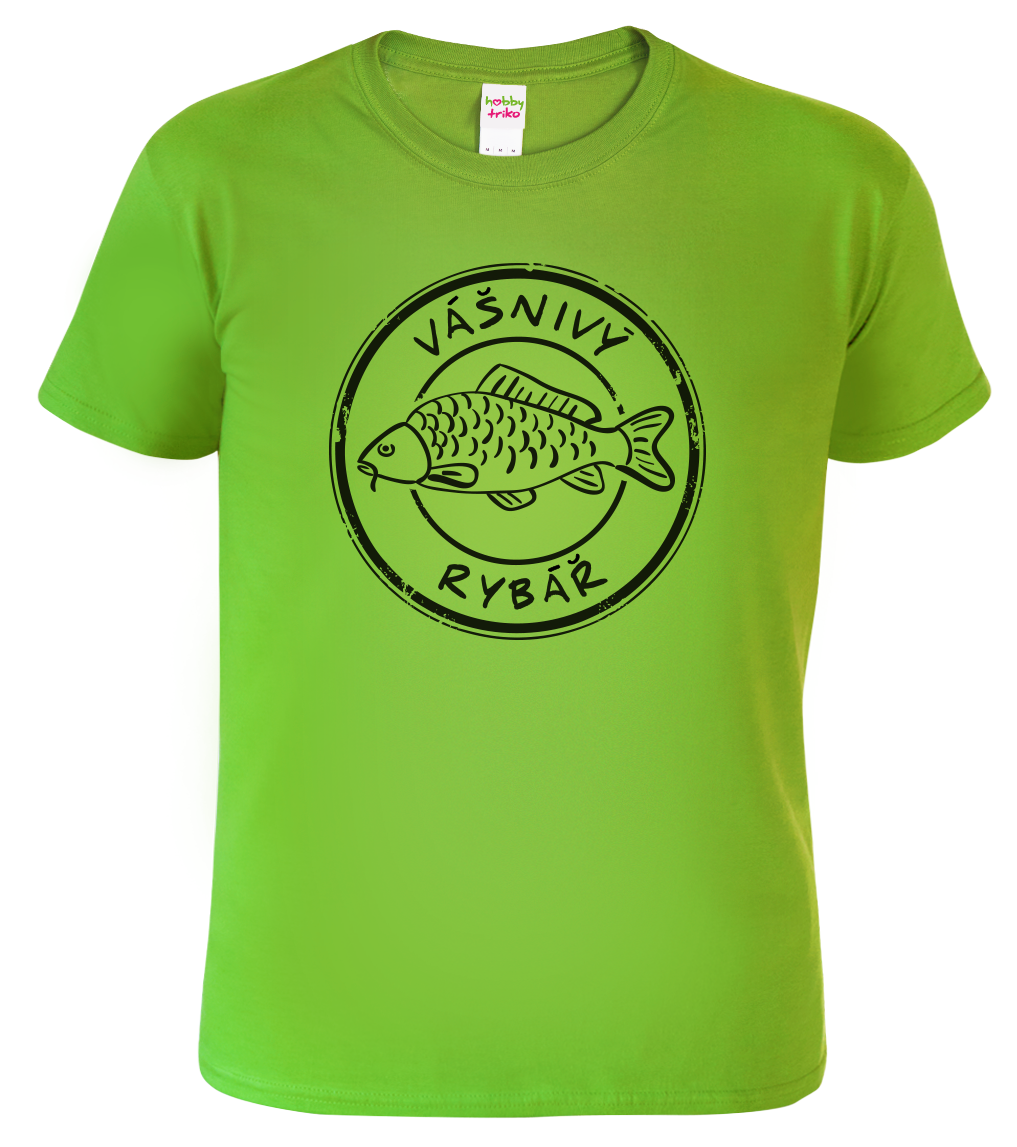 Tričko pro rybáře - Vášnivý rybář (černý potisk) Velikost: L, Barva: Apple Green (92)