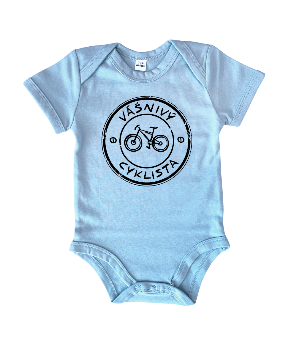Body dětské - Vášnivý cyklista Velikost: 0-3 m, Barva: Bledě modrá, Délka rukávu: Krátký rukáv