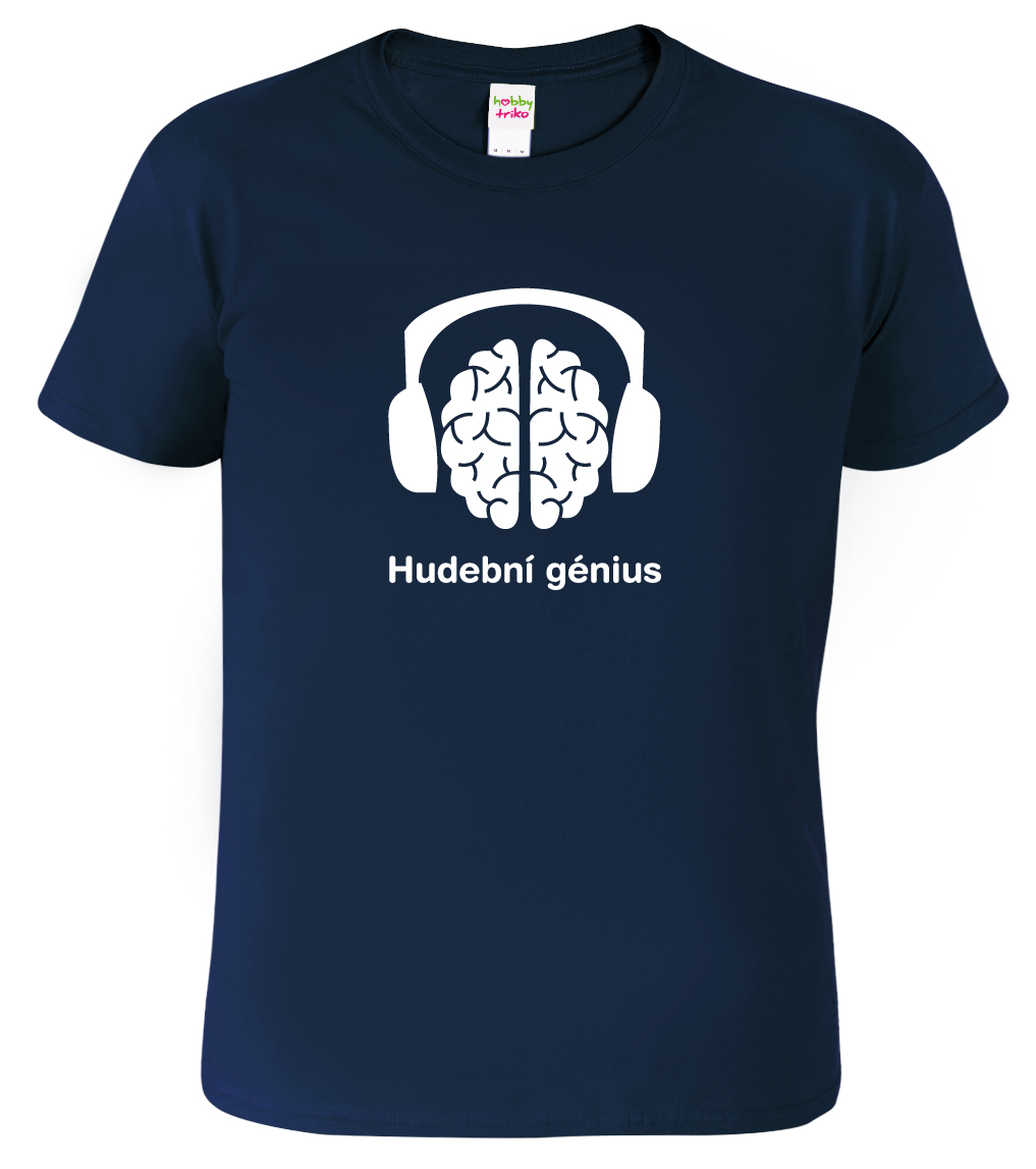Pánské tričko pro muzikanta - Hudební génius Velikost: XL, Barva: Námořní modrá (02)
