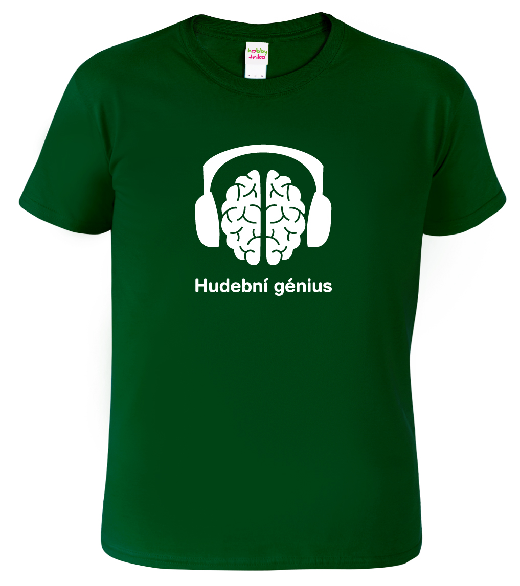 Pánské tričko pro muzikanta - Hudební génius Velikost: XL, Barva: Lahvově zelená (06)
