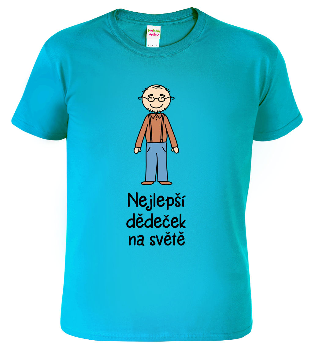 Tričko pro dědu - Nejlepší dědeček na světě Velikost: L, Barva: Tyrkysová (44)