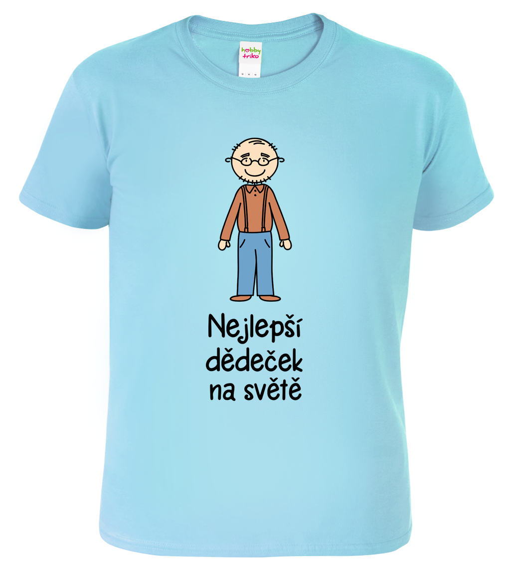 Tričko pro dědu - Nejlepší dědeček na světě Velikost: 3XL, Barva: Nebesky modrá (15)