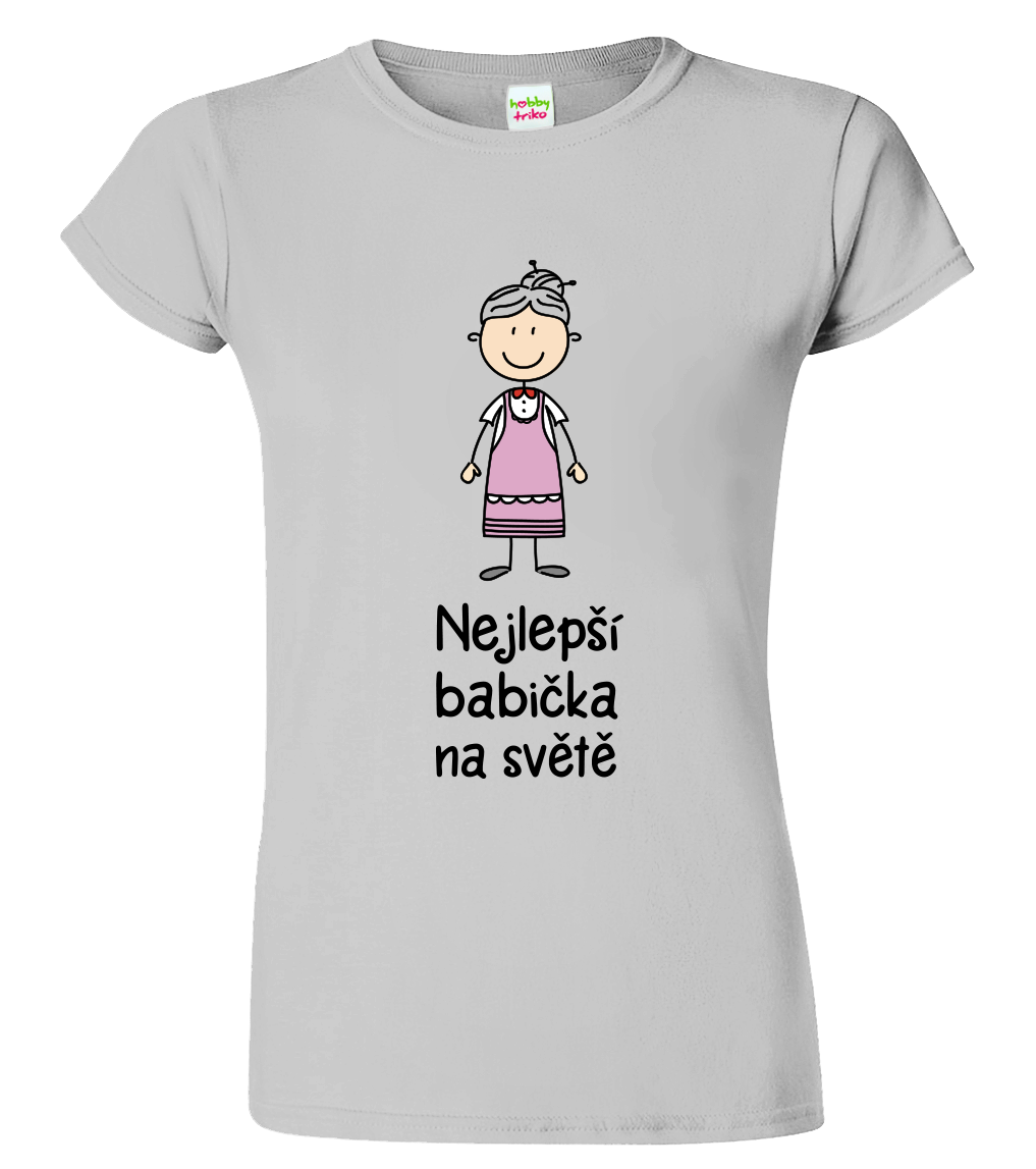Tričko pro babičku - Nejlepší babička na světě Velikost: L, Barva: Světle šedý melír (03), Střih: dámský