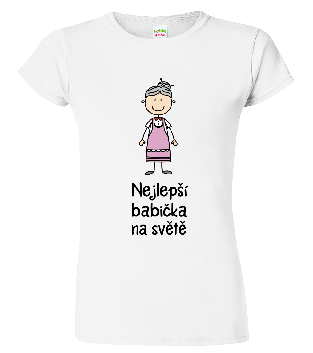 Tričko pro babičku - Nejlepší babička na světě Velikost: S, Barva: Bílá, Střih: dámský