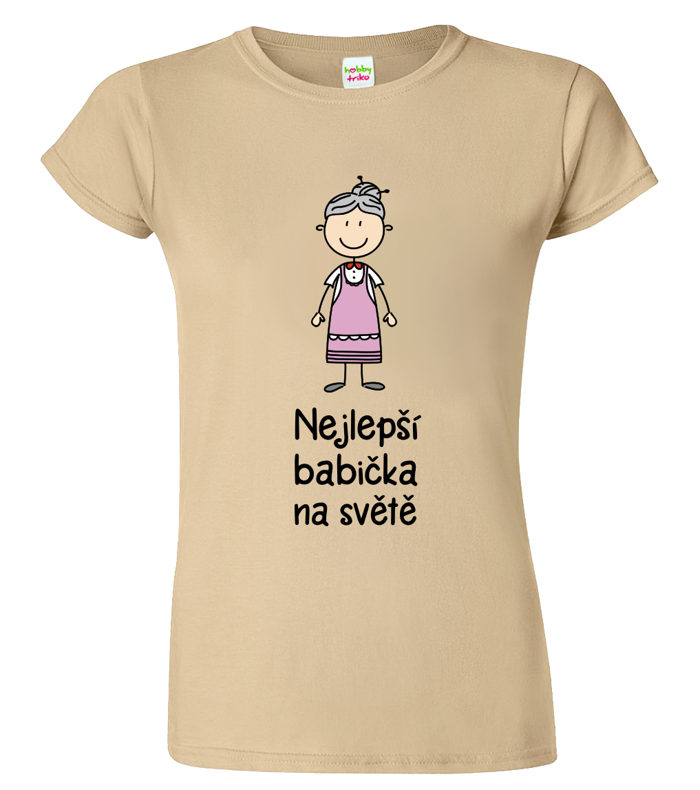 Tričko pro babičku - Nejlepší babička na světě Velikost: M, Barva: Béžová (51), Střih: dámský