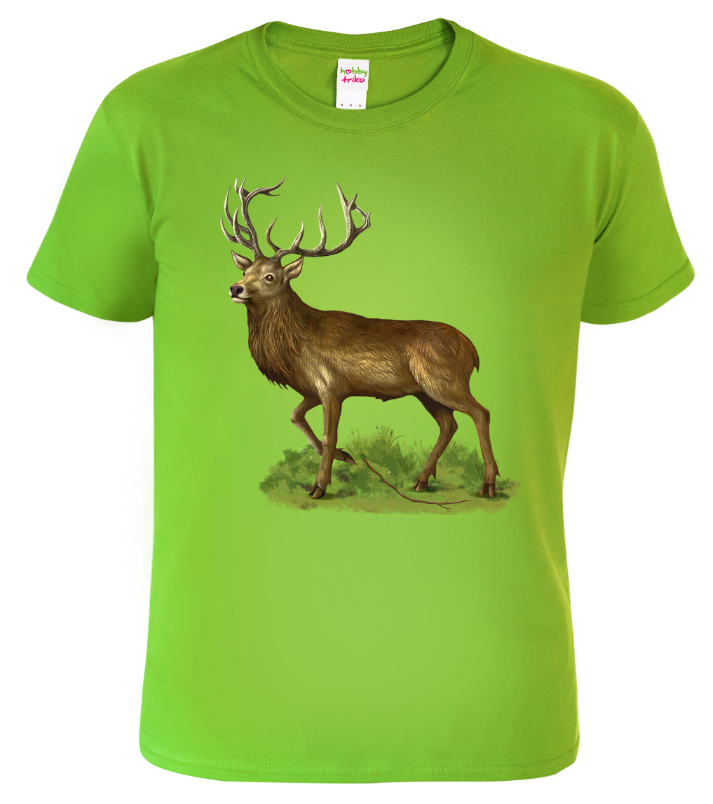 Dětské myslivecké tričko - Jelen Velikost: 4 roky / 110 cm, Barva: Apple Green (92)