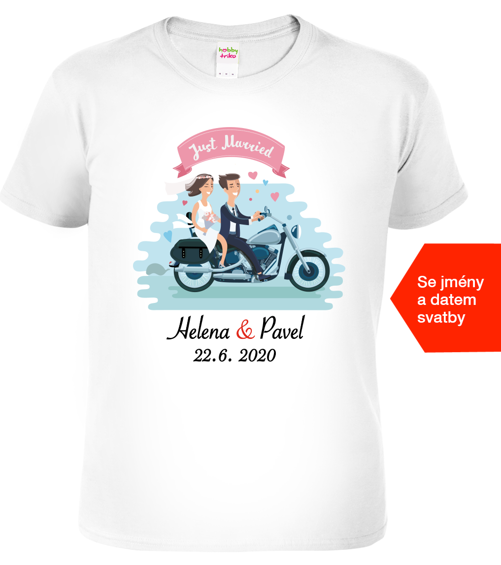 Svatební tričko pro ženicha - Motorka Velikost: M, Barva: Bílá