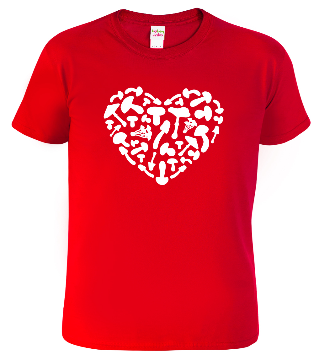 Dětské houbařské tričko - Srdce Velikost: 6 let / 122 cm, Barva: Červená (07)