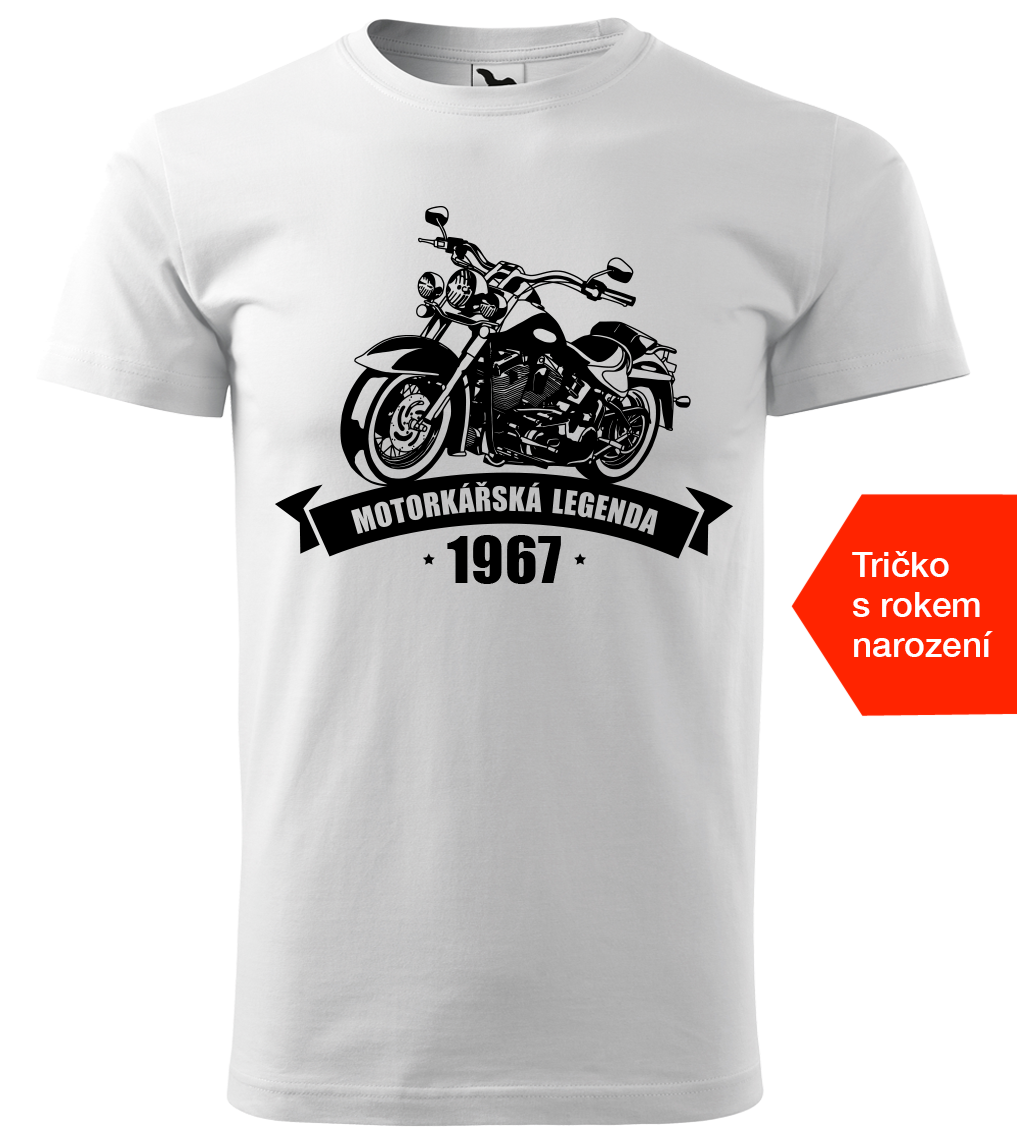 Tričko k narozeninám pro motorkáře - Motorkářská legenda (černý potisk) Velikost: S, Barva: Bílá (00)