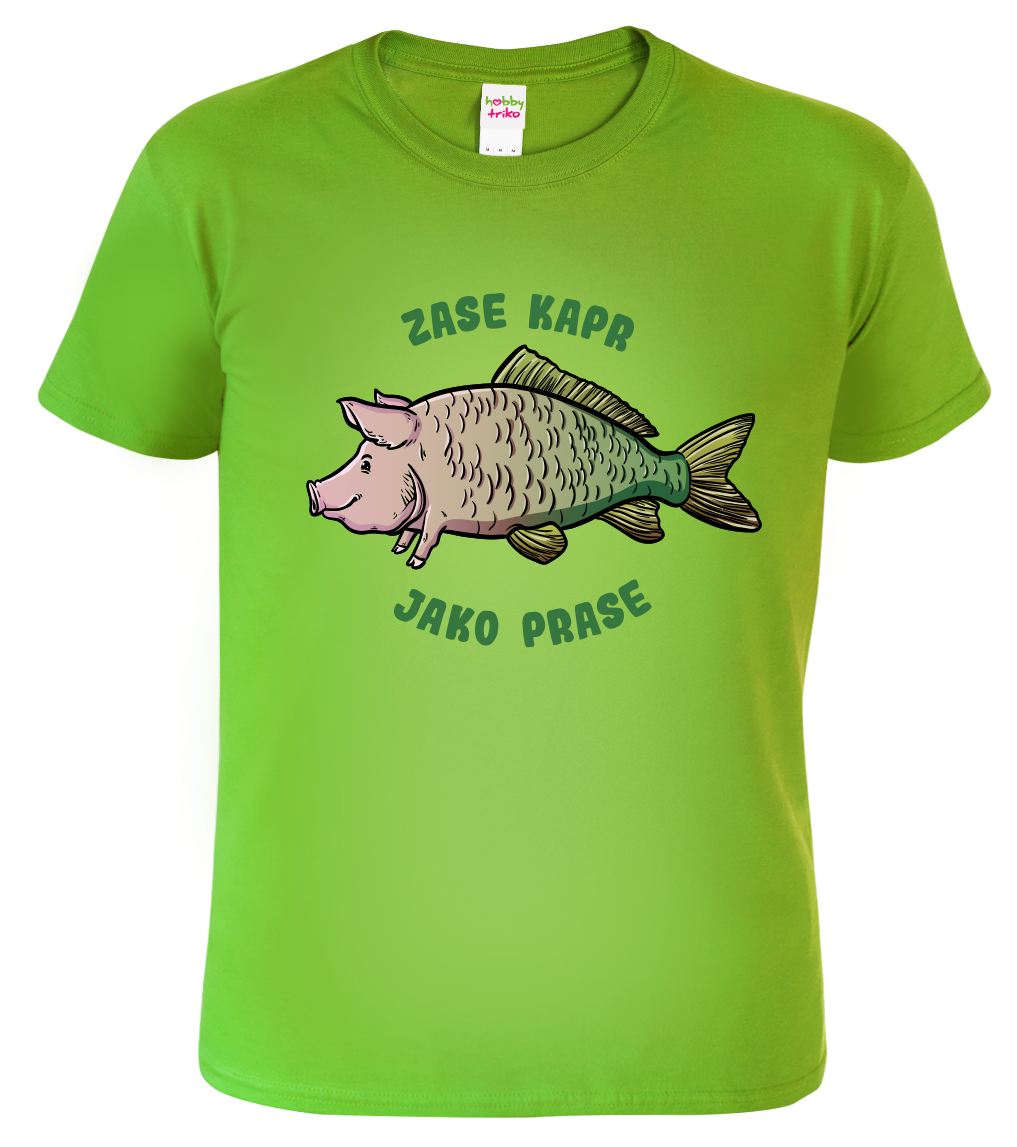 Dětské rybářské tričko - Zase kapr jako prase Velikost: 6 let / 122 cm, Barva: Apple Green (92)