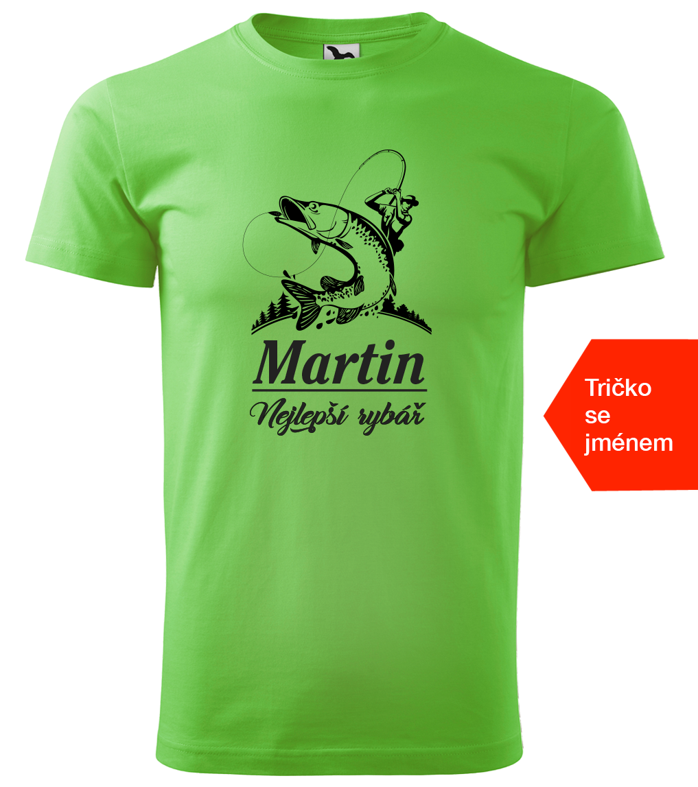 Rybářské tričko se jménem - Nejlepší rybář Velikost: S, Barva: Apple Green (92)