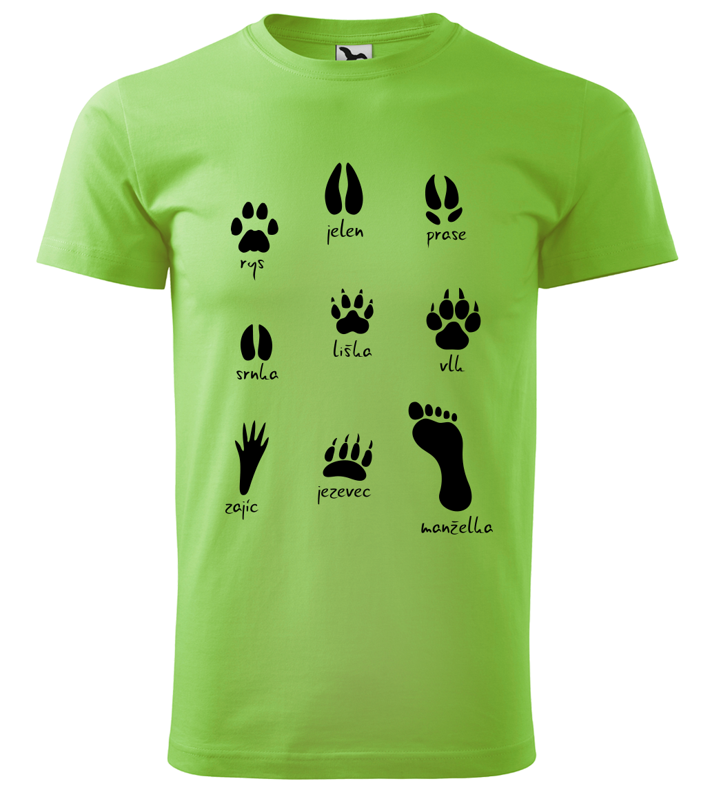 Myslivecné tričko - Stopy divé zvěře (černý potisk) Velikost: L, Barva: Apple Green (92)