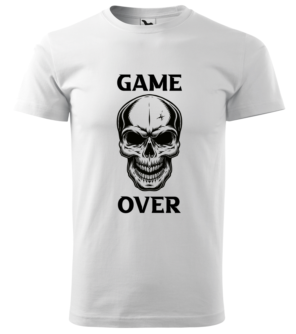 Tričko s lebkou - Game Over - Lebka Velikost: 4XL, Barva: Bílá (00)