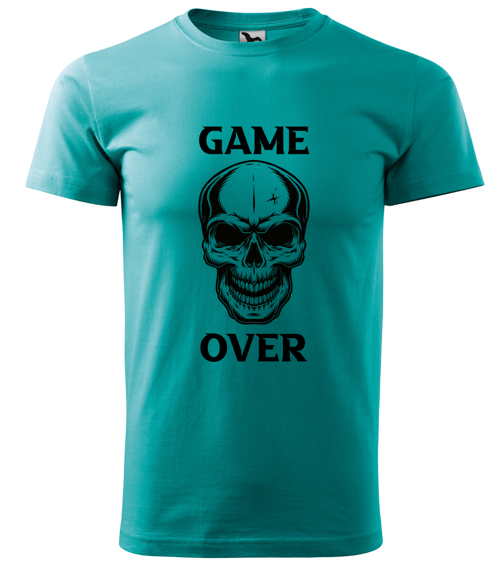 Tričko s lebkou - Game Over - Lebka Velikost: 4XL, Barva: Emerald (19)