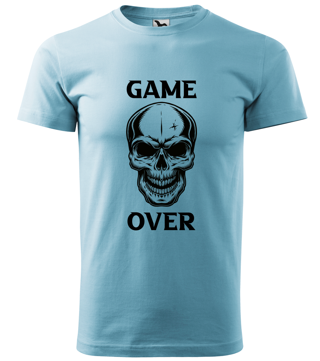 Tričko s lebkou - Game Over - Lebka Velikost: 4XL, Barva: Nebesky modrá (15)
