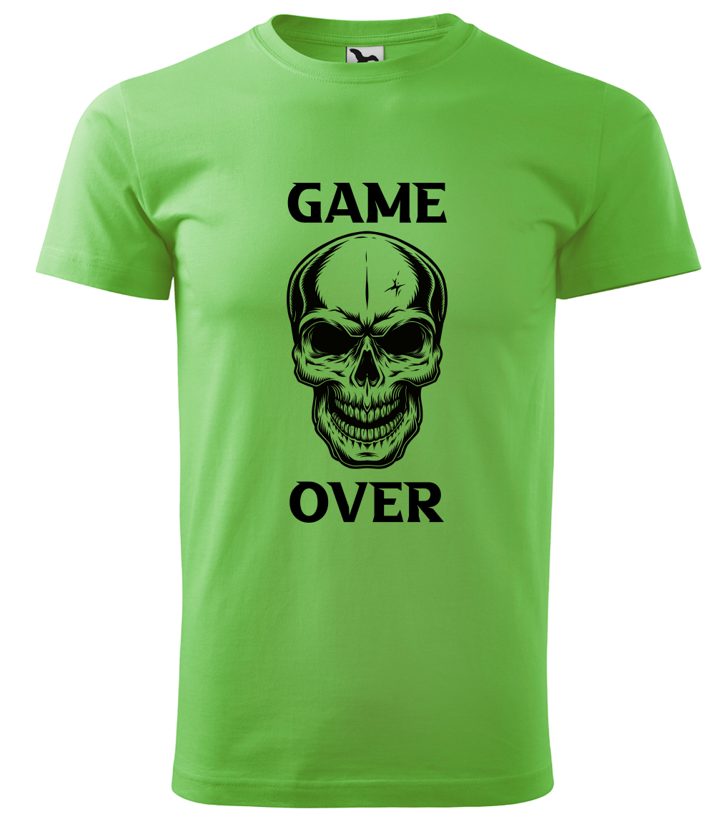 Tričko s lebkou - Game Over - Lebka Velikost: XL, Barva: Apple Green (92)