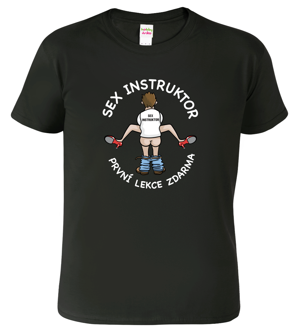 Vtipné tričko - Sex instruktor Velikost: XL, Barva: Černá (01)