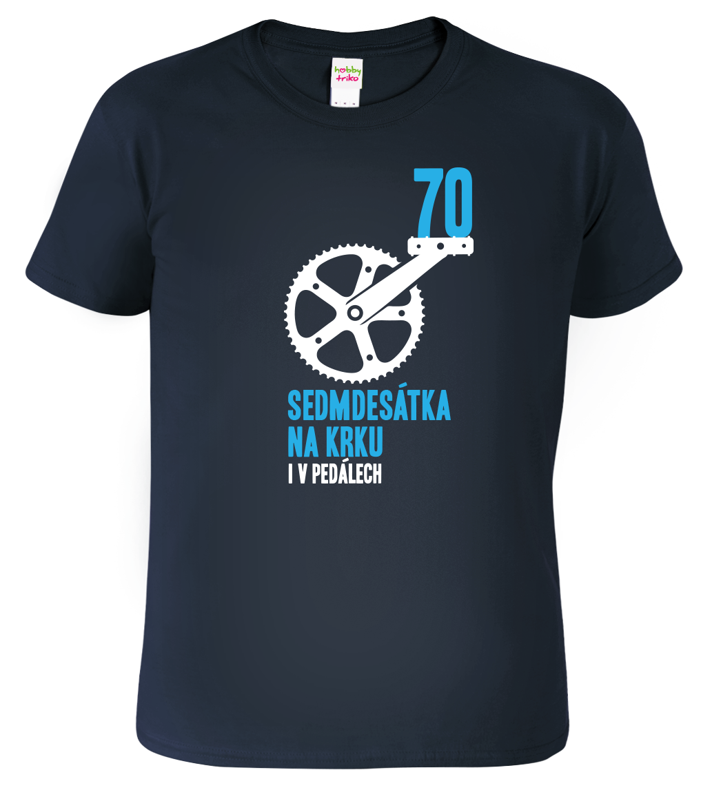 Pánské tričko pro cyklistu - Sedmdesátka na krku Velikost: XL, Barva: Námořní modrá (02)