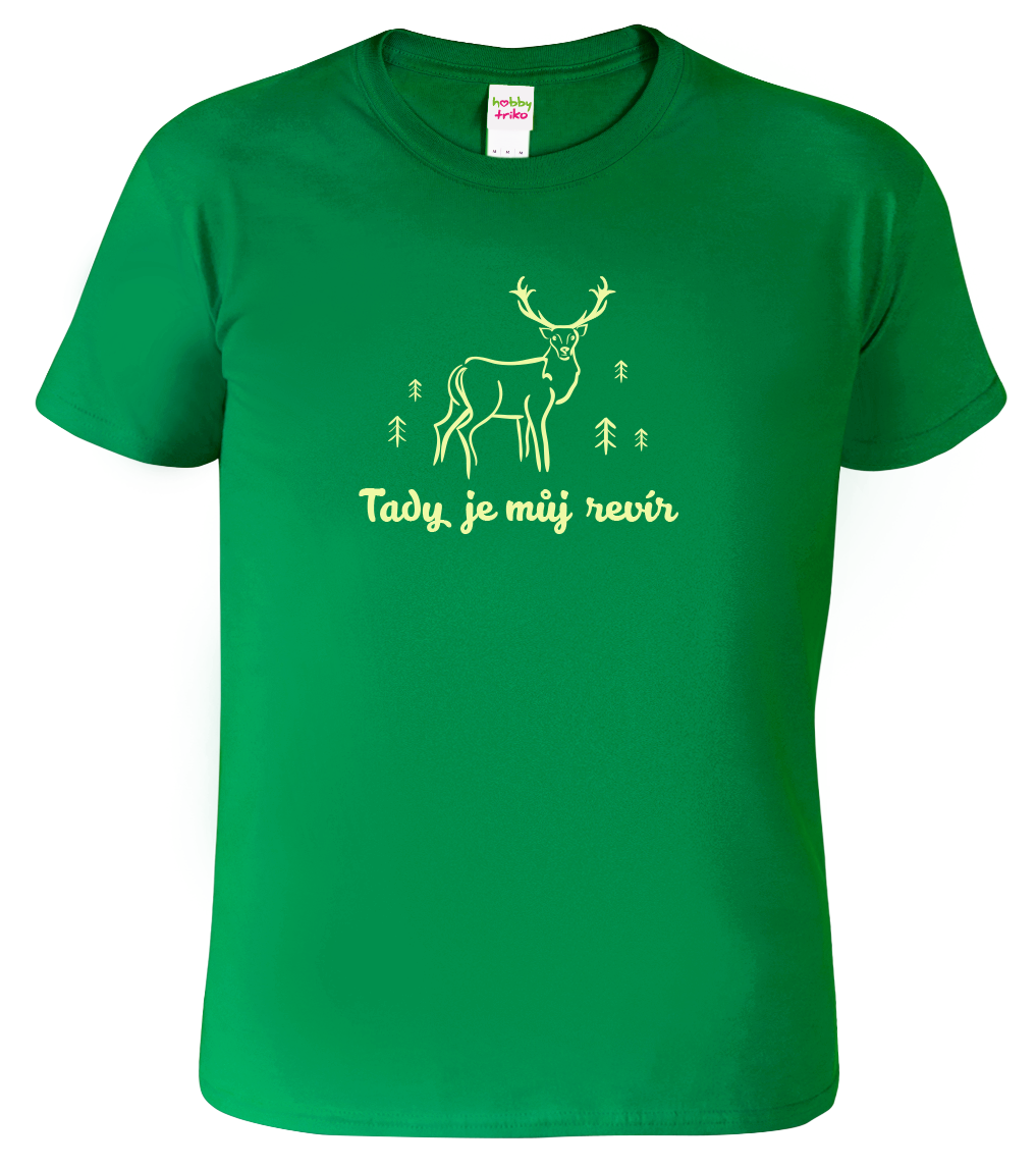 Dětské myslivecké tričko - Tady je můj revír Velikost: 4 roky / 110 cm, Barva: Středně zelená (16)