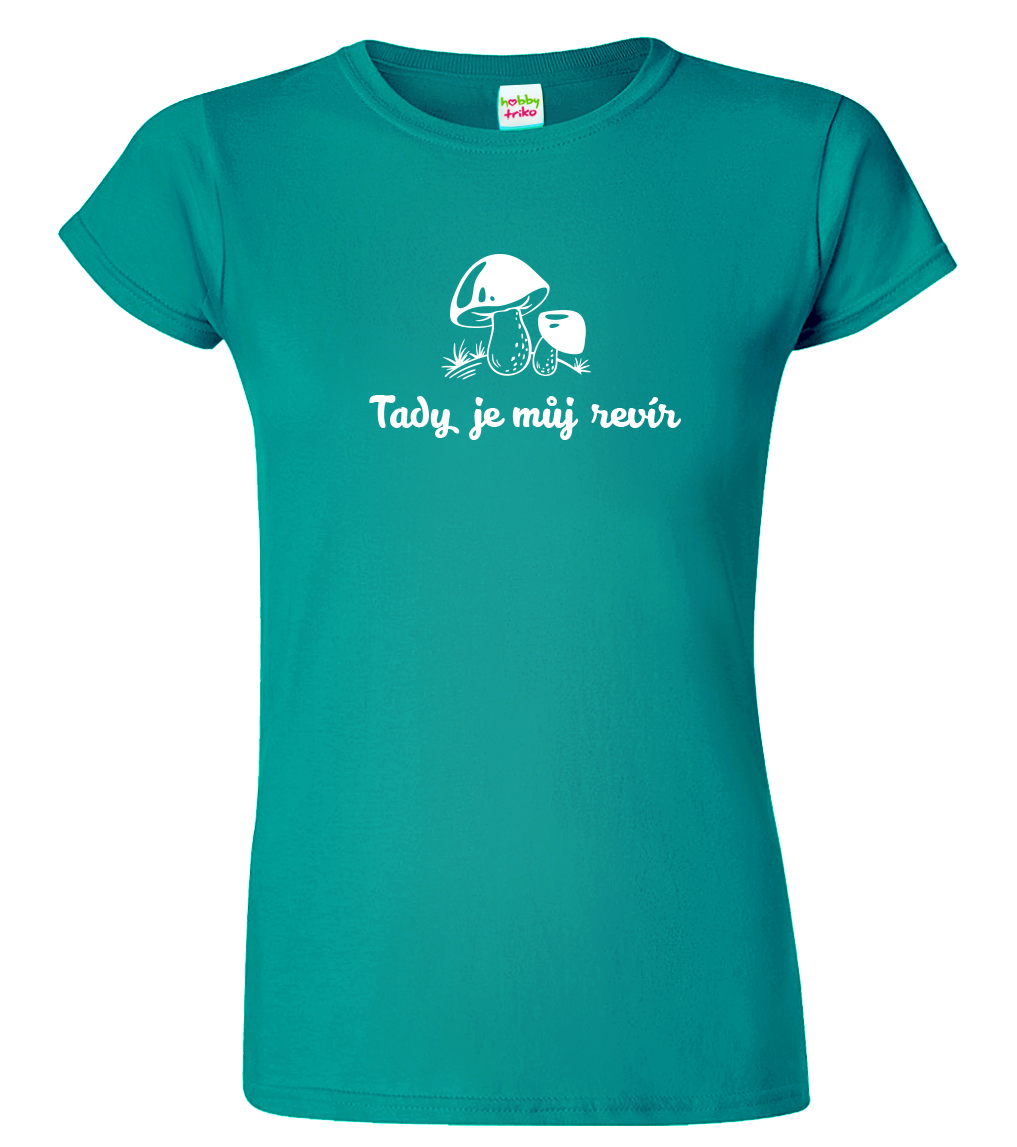 Dámské houbařské tričko - Tady je můj revír Velikost: S, Barva: Emerald (19)