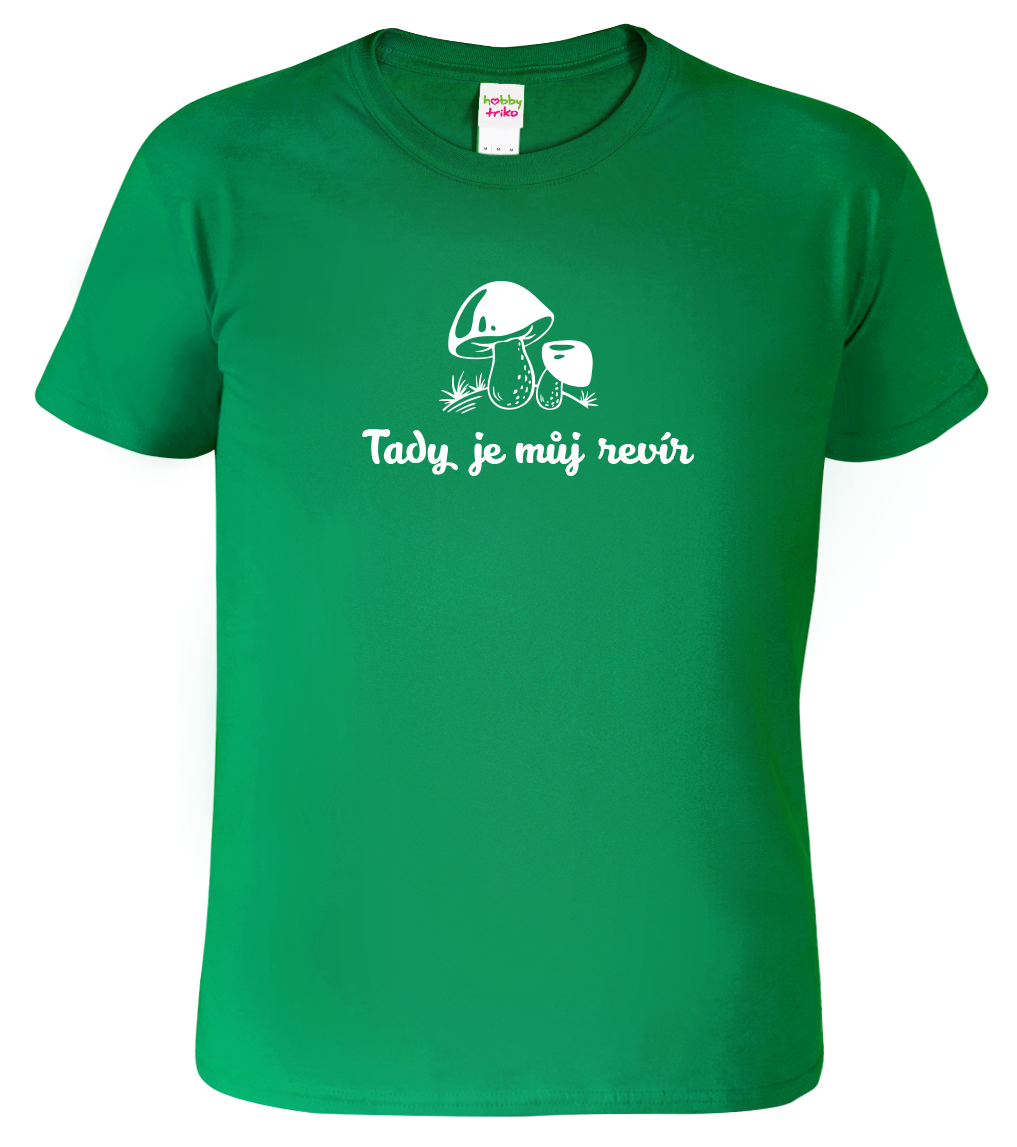 Dětské houbařské tričko - Tady je můj revír Velikost: 4 roky / 110 cm, Barva: Středně zelená (16)